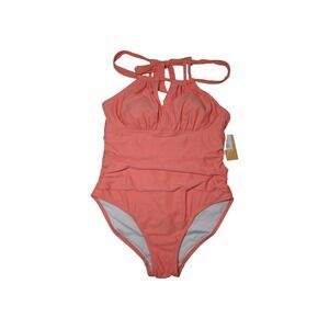 ⭐D9 Kona Sol Women's Tummy Control Halter One Piece‎ Orange Swimsuit Size 14